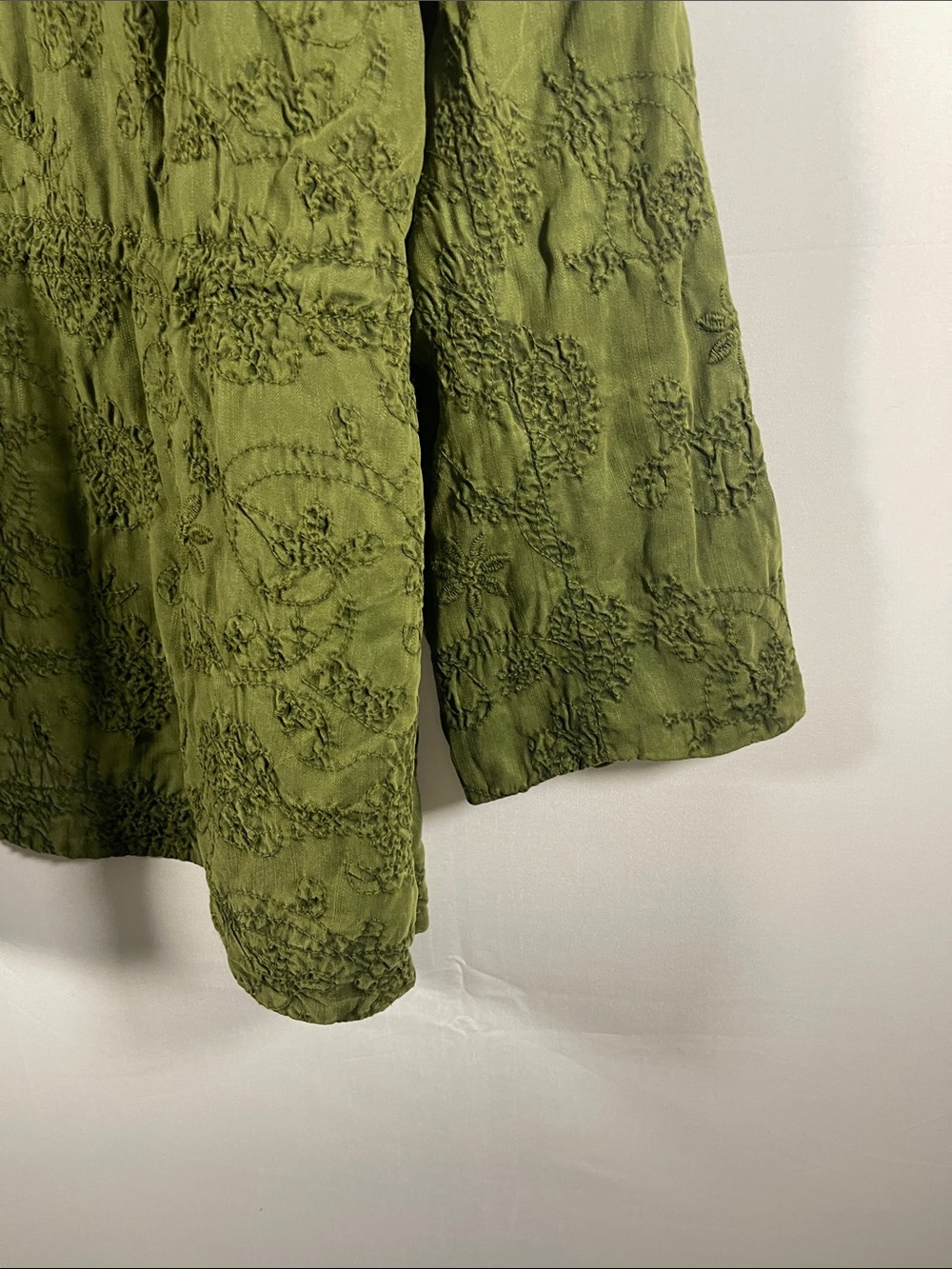 Alice + Olivia Olive Green Embroidered Hooded Cinch Waist Jacket Size M - Picture 13 of 16
